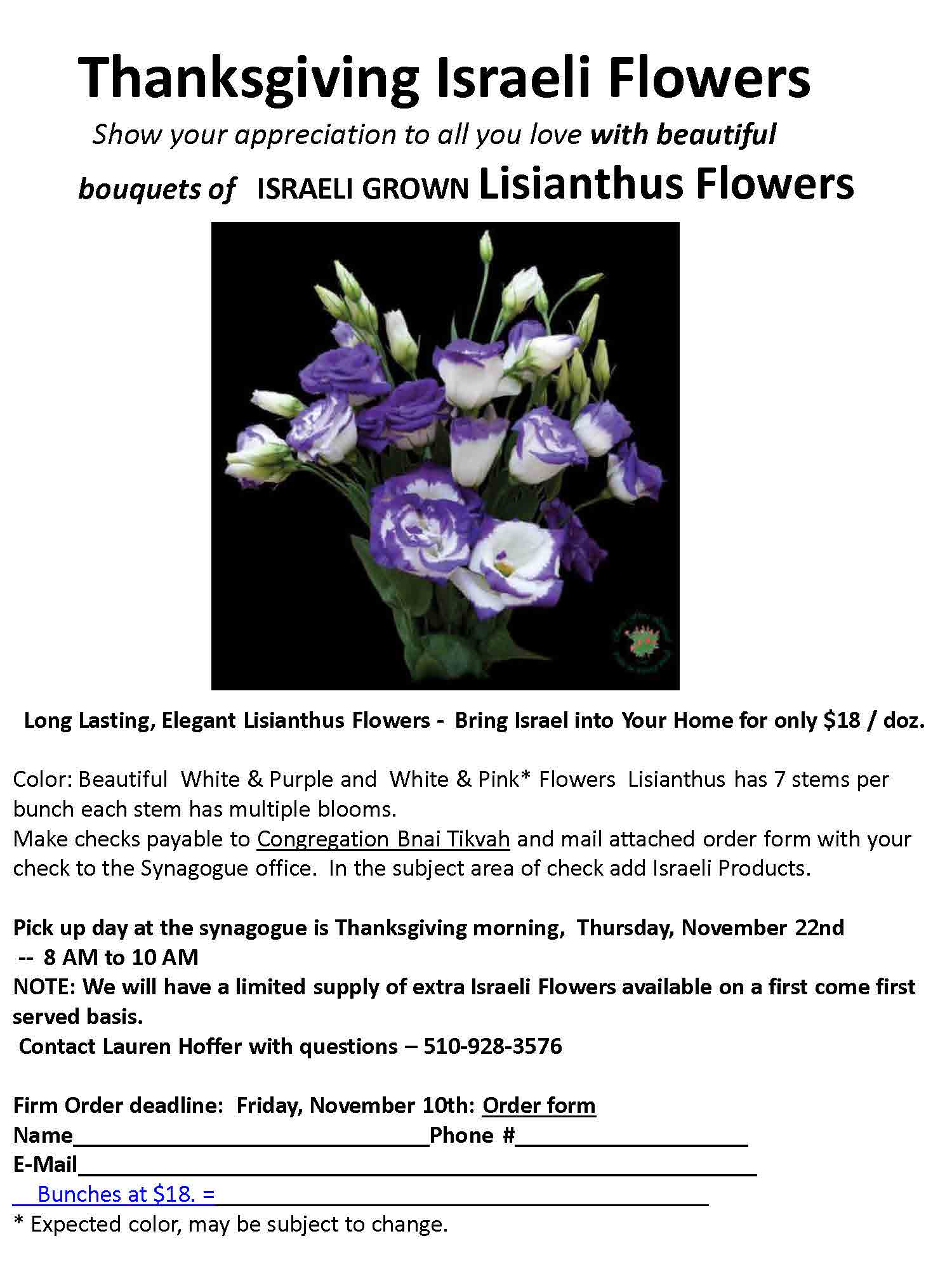 Thanksgiving Israeli Flowers